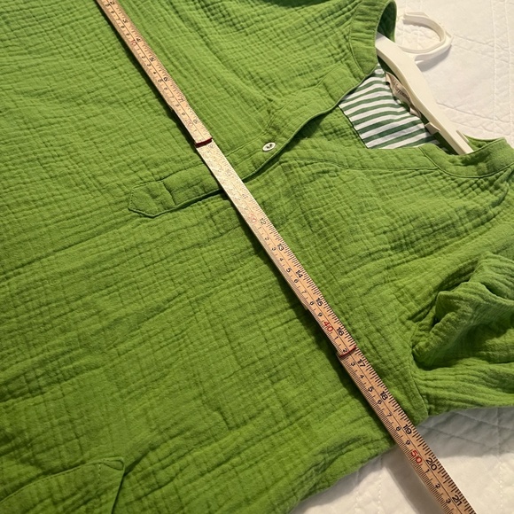 Soft Surroundings Santorini Green Gauze 100% Cotton Tunic Size Travel Casual PS - Picture 8 of 10